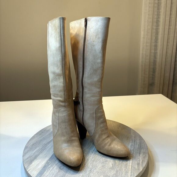 Caressa Women's Brown‎ Cream Leather Heeled Side Zip Boots US Size 6.5 M - Picture 2 of 13